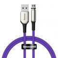 Магнітний кабель MicroUSB для зарядки з опліткою Baseus Zinc Magnetic (Charging only) 2A 1m Фіолетовий