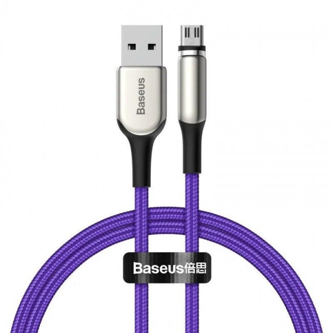 Магнітний кабель MicroUSB для зарядки з опліткою Baseus Zinc Magnetic (Charging only) 2A 1m Фіолетовий