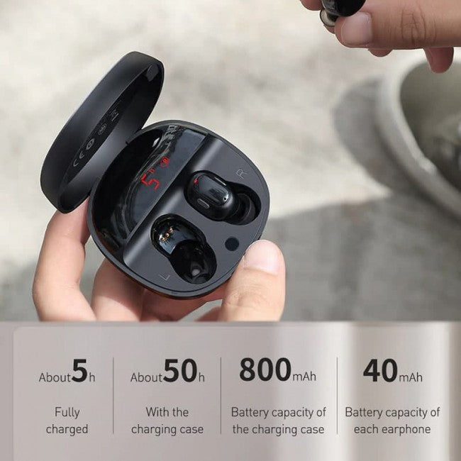Бездротові Bluetooth навушники Baseus Encok True Wireless Earphones WM01 Plus Black