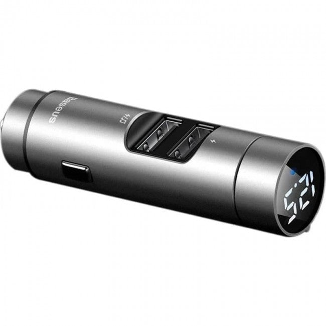 FM-модулятор (трансмиттер) Baseus Energy Column BS-01 (Bluetooth, MP3) c функцией зарядного устройства Silver