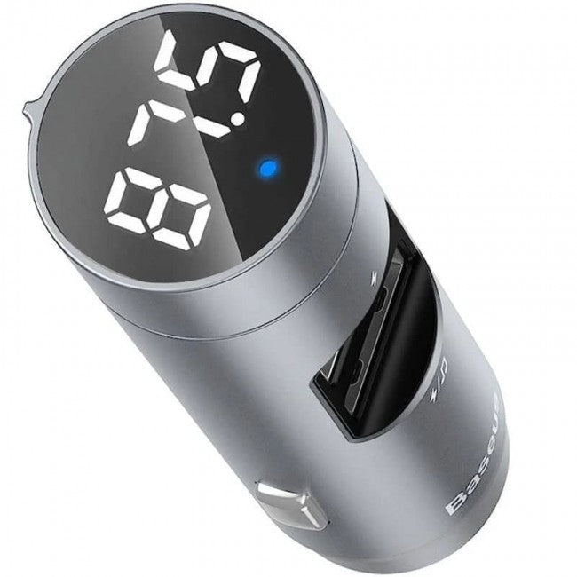 FM-модулятор (трансмиттер) Baseus Energy Column BS-01 (Bluetooth, MP3) c функцией зарядного устройства Silver