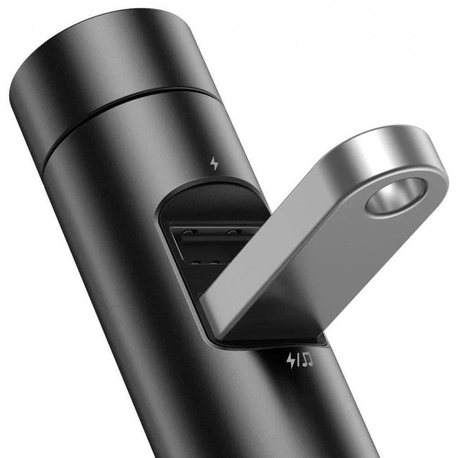 FM-модулятор (трансмиттер) Baseus Energy Column BS-01 (Bluetooth, MP3) c функцией зарядного устройства Dark Grey