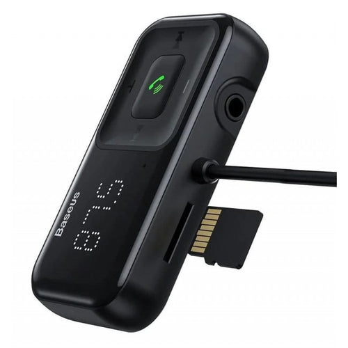 FM-модулятор (трансмиттер) в авто Baseus T typed S-16 (Bluetooth, MP3, MicroSD, AUX) c функцией зарядного устройства на 2 USB Black