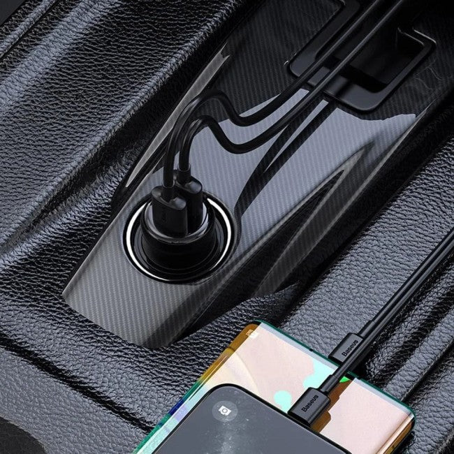 FM-модулятор (трансмиттер) в авто Baseus T typed S-16 (Bluetooth, MP3, MicroSD, AUX) c функцией зарядного устройства на 2 USB Black