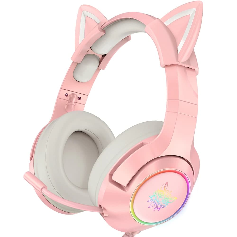 Навушники ігрові Onikuma K9 Gaming Cat з мікрофоном і Led підсвічуванням Pink