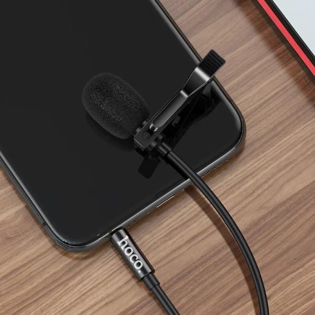 Мікрофон петличний Hoco DI02 Clip microphone для телефону, камери AUX (3.5mm) 2m Black