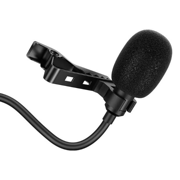Мікрофон петличний Hoco DI02 Clip microphone для телефону, камери AUX (3.5mm) 2m Black