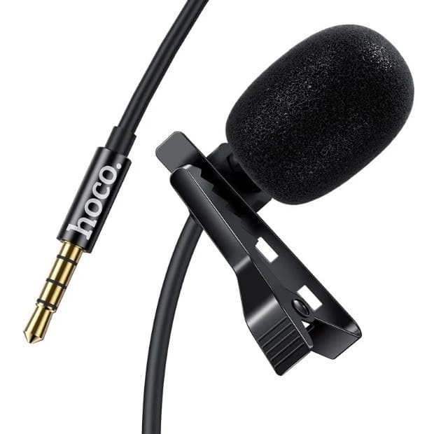 Мікрофон петличний Hoco DI02 Clip microphone для телефону, камери AUX (3.5mm) 2m Black