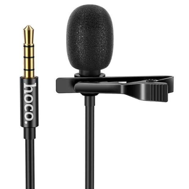 Мікрофон петличний Hoco DI02 Clip microphone для телефону, камери AUX (3.5mm) 2m Black
