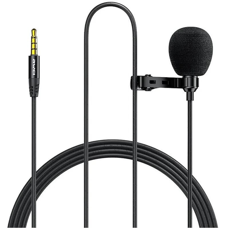 Петличний мікрофон для запису Awei MK1 AUX (3.5mm) 3m Black