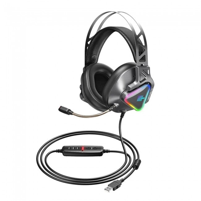 Ігрові навушники для ПК Remax RM-810 Wargod Series Gaming Headphone з мікрофоном і LED підсвічуванням сірі