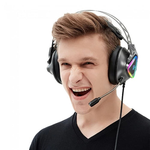 Ігрові навушники для ПК Remax RM-810 Wargod Series Gaming Headphone з мікрофоном і LED підсвічуванням сірі
