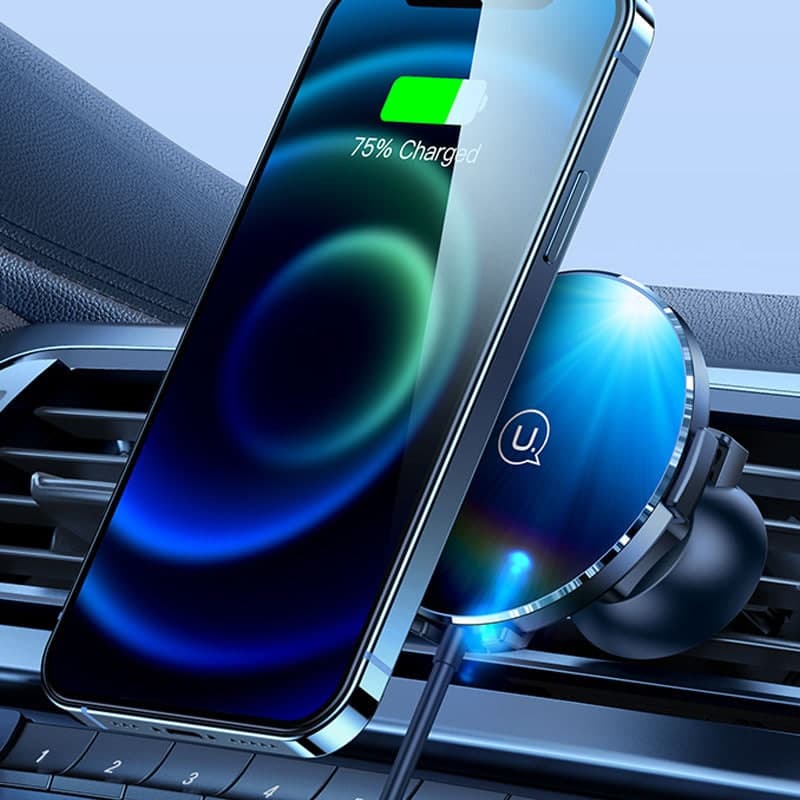 Автодержавач Usams US-CD164 з бездротовою зарядкою на решітку дефлектор Ultra-Slim Magnetic Car Wireless Charger 15W black