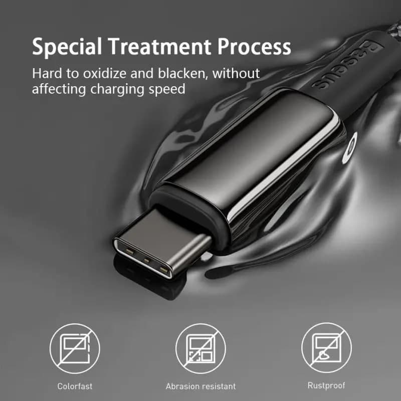 Кабель Baseus Tungsten Gold Fast Charging Data Cable Type-C to Type-C PD 100W 2m