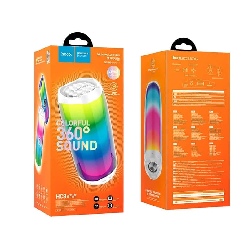 Портативна Bluetooth-колонка світлива Hoco HC8 Pulsating colorful luminous white