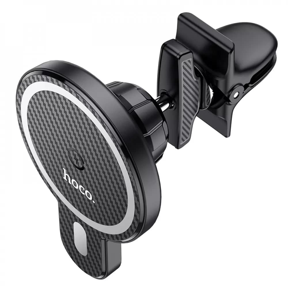 Автодержавач Hoco CA85 з бездротовою зарядкою в дефлектор Ultra-fast magnetic wireless charging car holder for IPhone 12 Series чорний