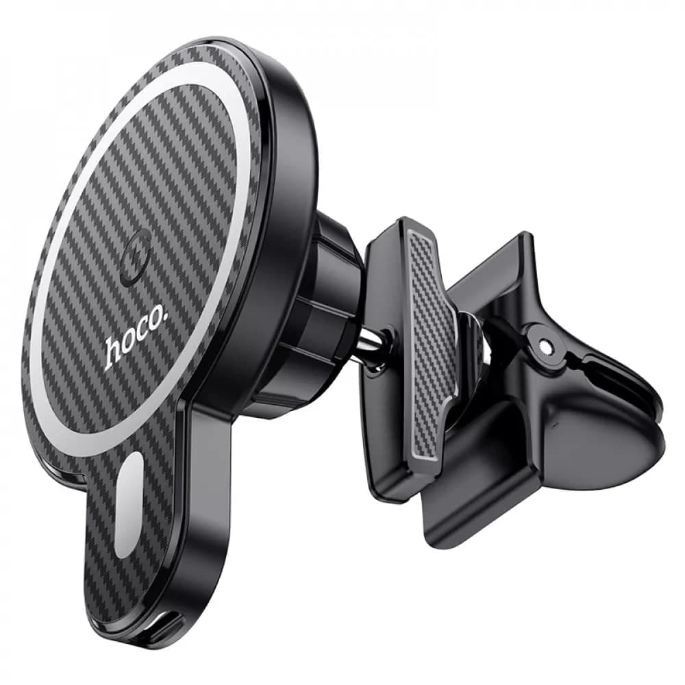 Автодержавач Hoco CA85 з бездротовою зарядкою в дефлектор Ultra-fast magnetic wireless charging car holder for IPhone 12 Series чорний