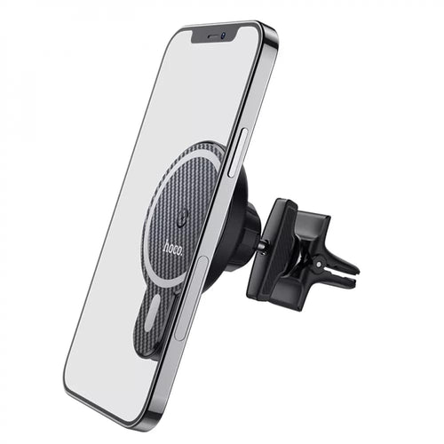 Автодержавач Hoco CA85 з бездротовою зарядкою в дефлектор Ultra-fast magnetic wireless charging car holder for IPhone 12 Series чорний
