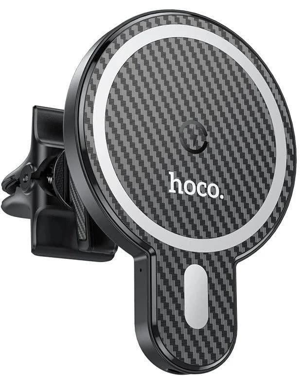 Автодержавач Hoco CA85 з бездротовою зарядкою в дефлектор Ultra-fast magnetic wireless charging car holder for IPhone 12 Series чорний