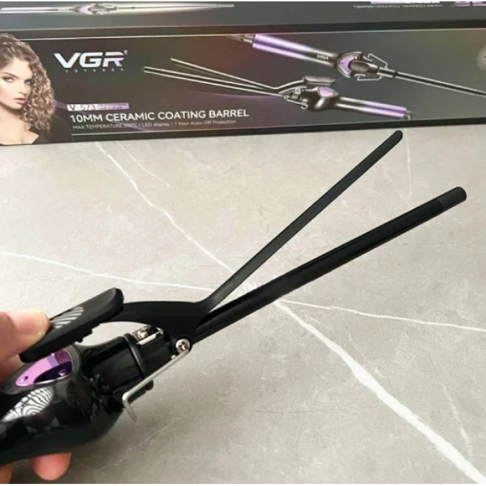 VGR V-573 плойка для афро-кудрів 10мм LED дисплей зажим