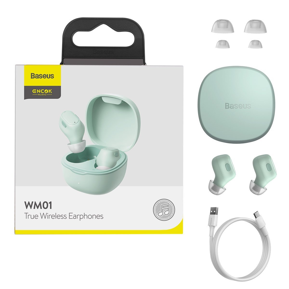 Бездротові Bluetooth навушники Baseus Encok True Wireless Earphones WM01 Green