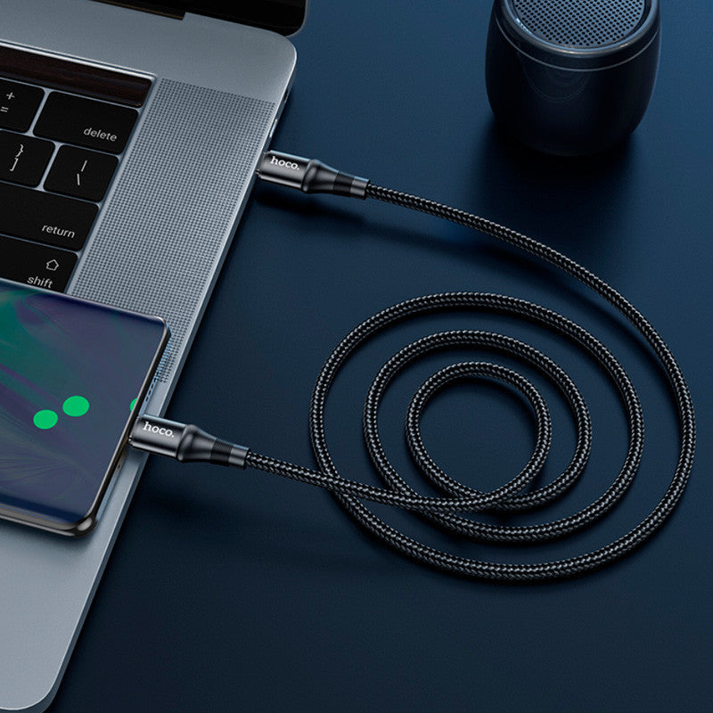 Кабель з оплеткою Hoco X50 Exquisito charging data cable Type-C to Type-C 100W (20V, 5A) 2M чорний