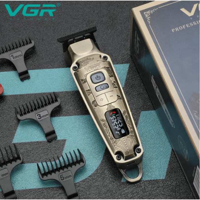 Машинка для стрижки VGR V-901 беспроводна LED дисплей 4 насадки