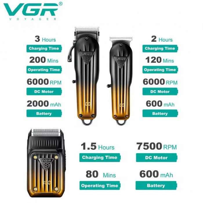 Машинка VGR V-644 3в1 акумуляторна стрижка триммер
