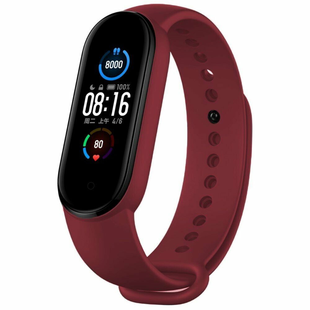Силіконовий ремінець для фітнес-браслета Xiaomi Mi Band 5 Wine Red