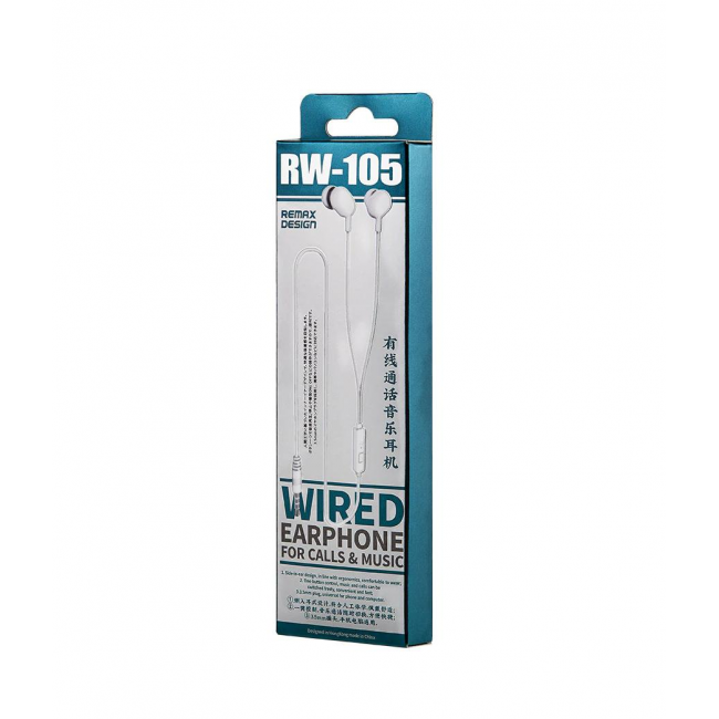 Навушники Remax RW-105 Wired Earphone White