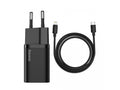 Мережевий зарядний пристрій Baseus Si Quick Charger Power Delivery 20W Type-C (з кабелем Type-C to iPhone Lightning 1m) black