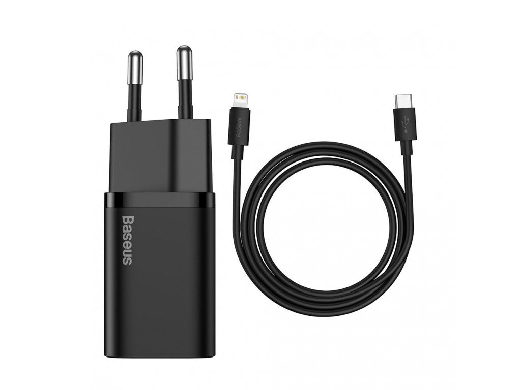 Мережевий зарядний пристрій Baseus Si Quick Charger Power Delivery 20W Type-C (з кабелем Type-C to iPhone Lightning 1m) black