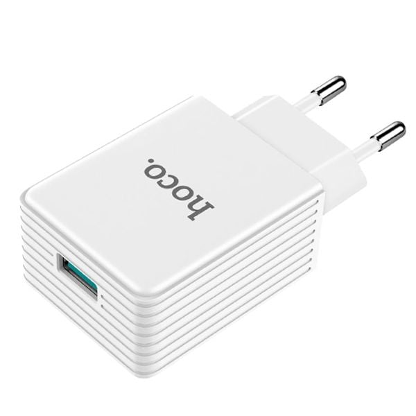 Мережевий зарядний пристрій Hoco C34A Platinum intelligent Quick Charge 3.0 (1USB, 2.4A) White