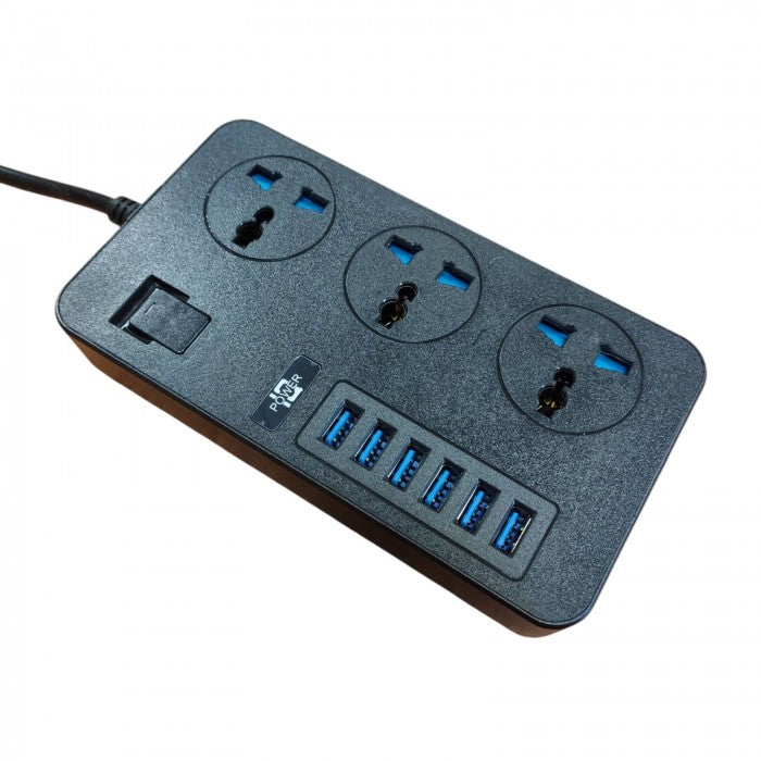 Сетьовий фільтр CP02 на 3 розетки + 6 USB 3.1A, 2м