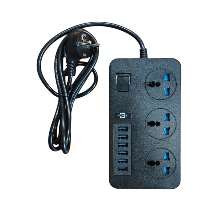 Сетьовий фільтр CP02 на 3 розетки + 6 USB 3.1A, 2м
