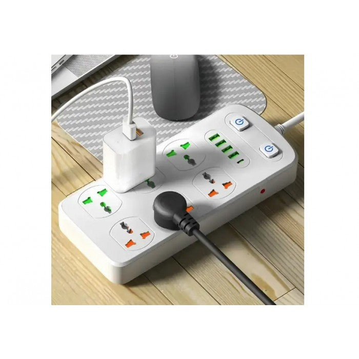 Фільтр сетьовий CP05 на 6 розеток, 4 USB, 1 Type-C, 2м