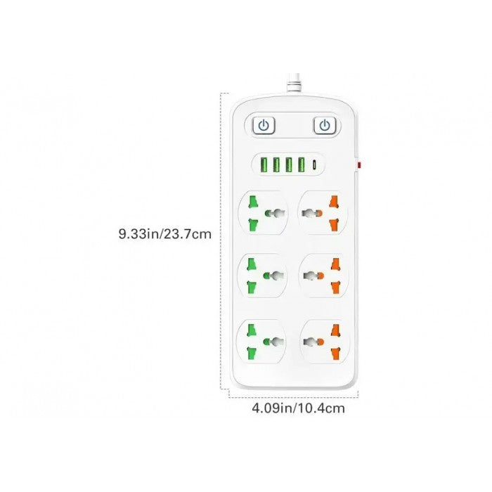 Фільтр сетьовий CP05 на 6 розеток, 4 USB, 1 Type-C, 2м