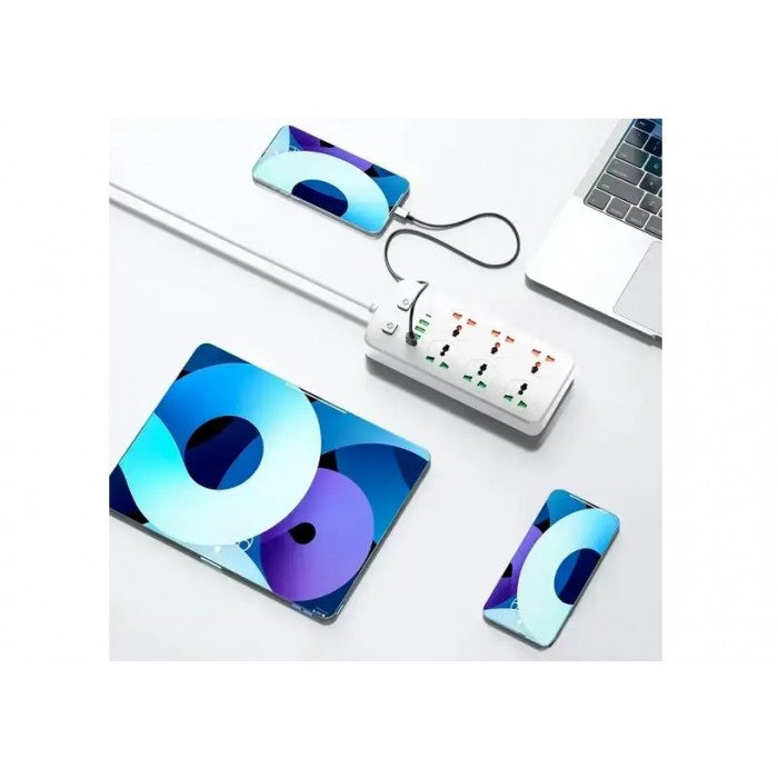Фільтр сетьовий CP05 на 6 розеток, 4 USB, 1 Type-C, 2м
