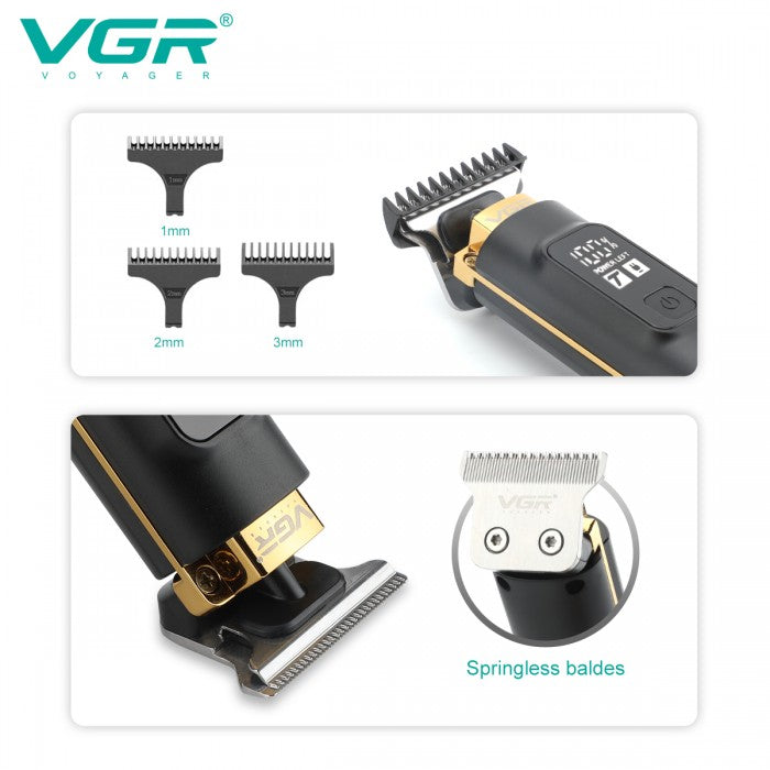 Триммер VGR V-985 професійний 4 насадки LED Turbo режим
