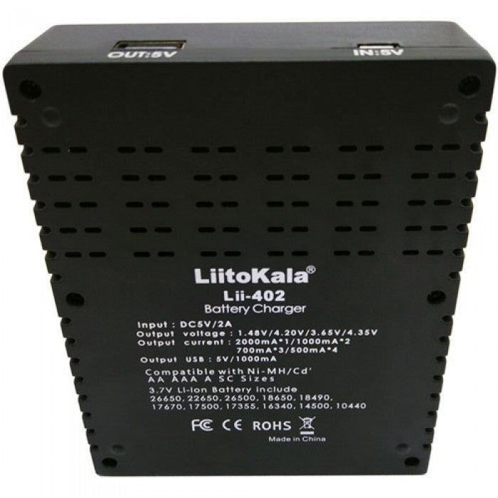 Универсальное зарядное устройство LiitoKala Lii-402 для 4-х аккумуляторов 18650, АА, ААА Li-Ion, LiFePO4, Ni-Mh PowerBank