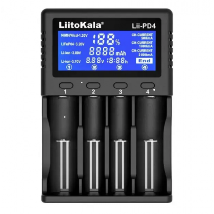 LiitoKala Lii-PD4 зарядник 4 канали з екраном