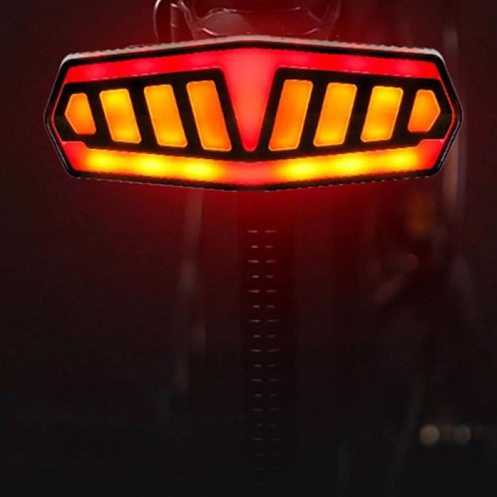 Велофонарь FY-1828 з поворотниками Type-C Red+Yellow