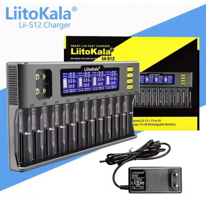 Liitokala Lii-S12 зарядник 12 каналів універсальний