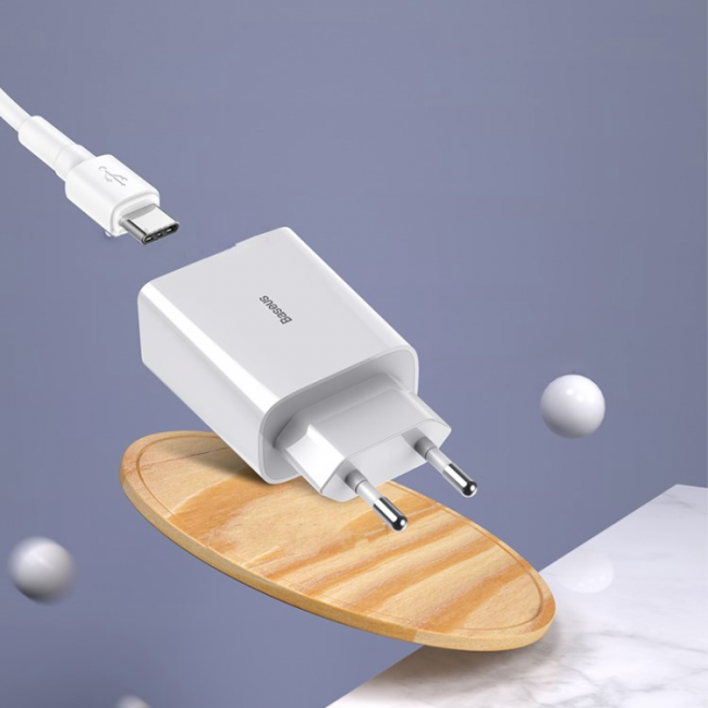 Мережевий зарядний пристрій Baseus Speed Mini QC single U Quick Charger (QC3.0, 18W, 1USB) Білий