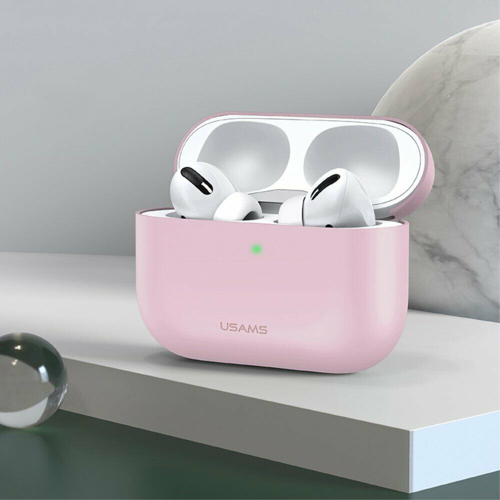 Чохол для Apple Airpods Pro Usams US-BH569 Ultra-thin Silicone Protective Cover Pink