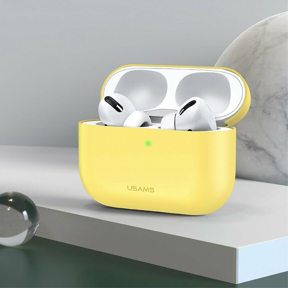 Чохол для Apple Airpods Pro Usams US-BH569 Ultra-thin Silicone Protective Cover Yellow